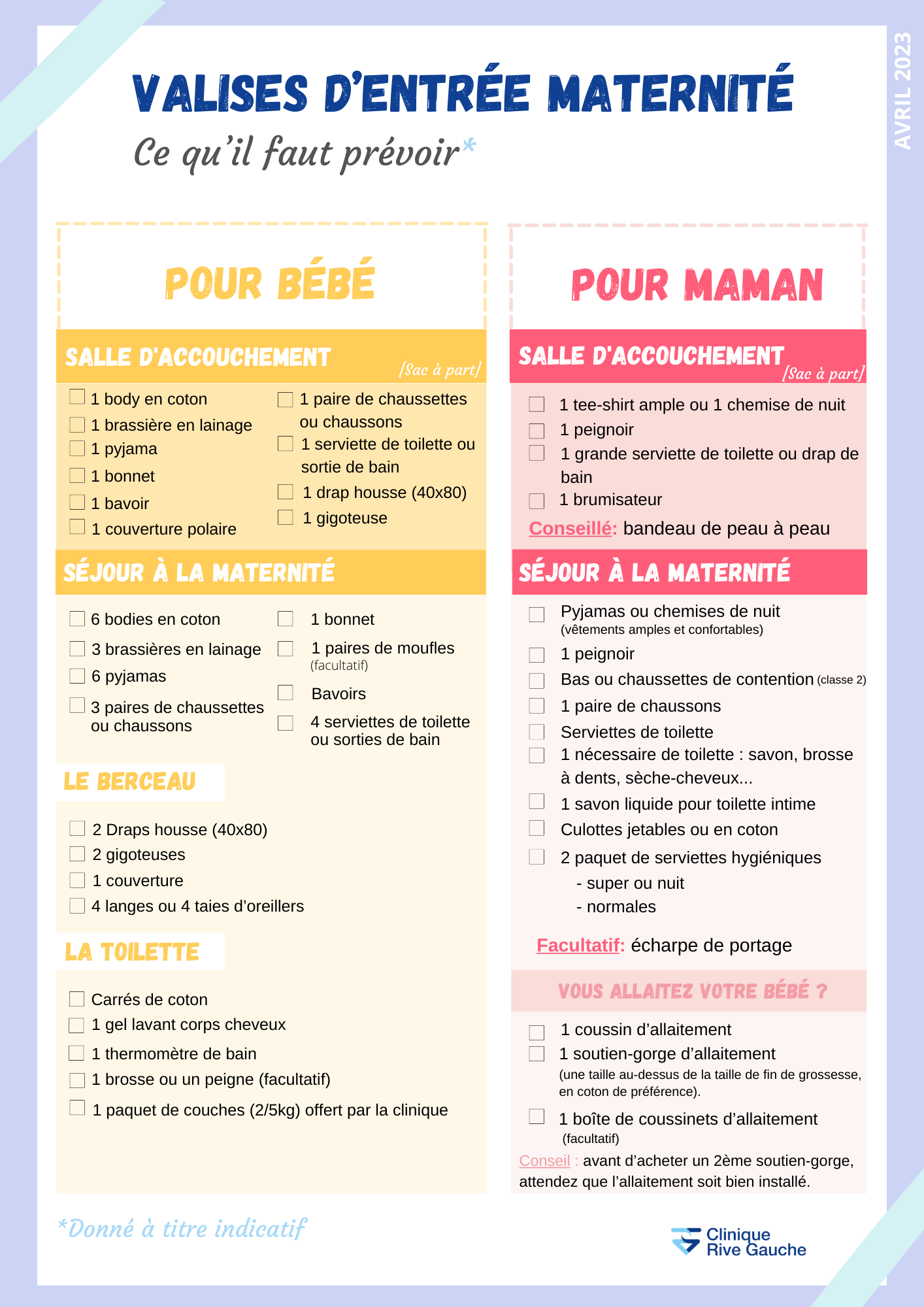 Liste pour shop maternité accouchement